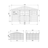 Abri de jardin en panneaux 17mm - 401x395cm - avec plancher - Timbela Ma boutique